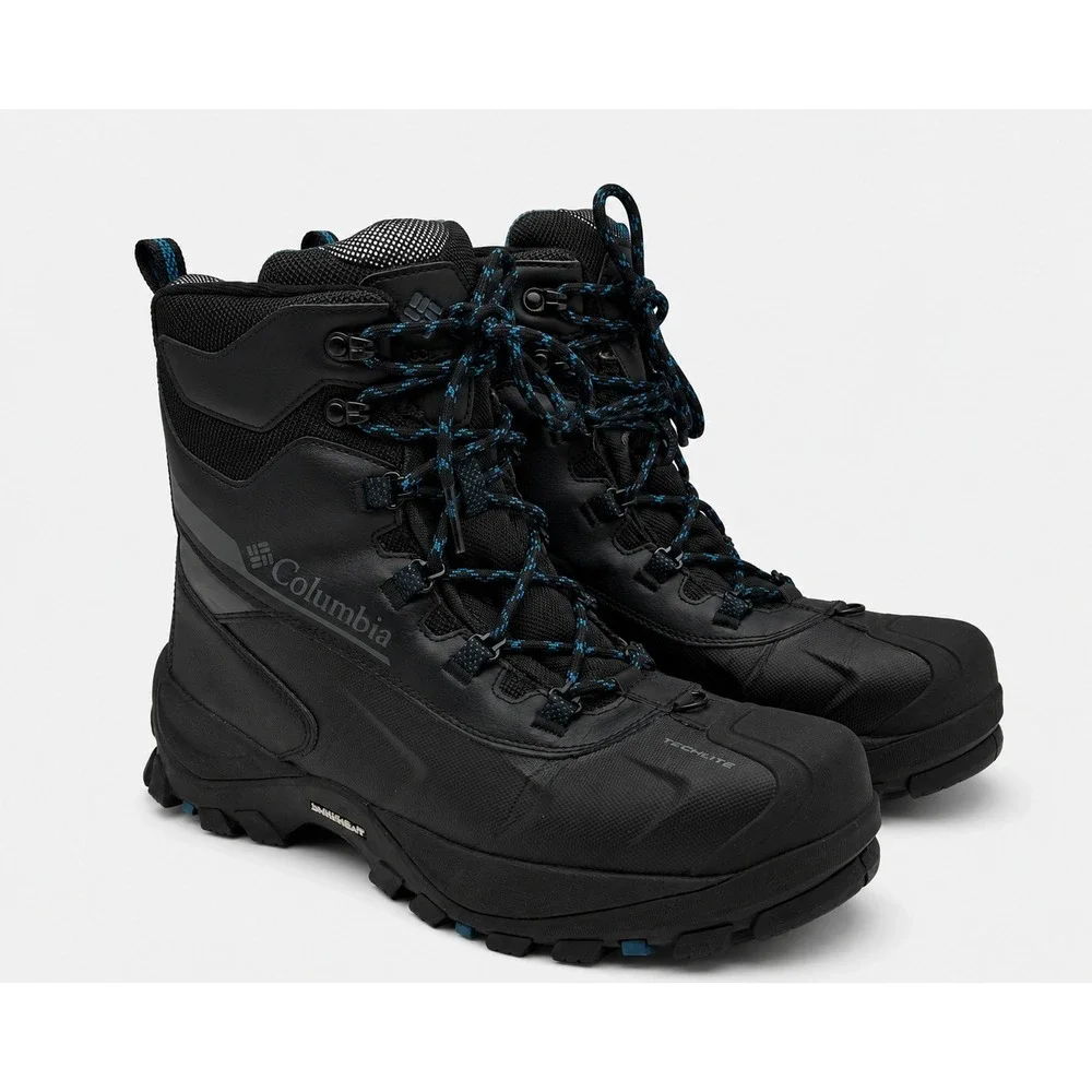 Columbia Bugaboot Plus IV Omni-Heat Men Black Phoenix Blue Winter Boot 11 BM5978